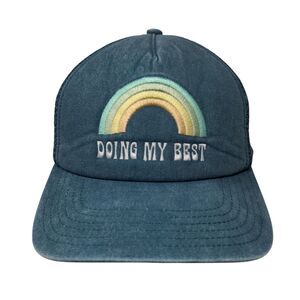 Doing My Best Snapback Trucker Hat Greenish-Blue One Size Mesh Back Mighty Fine